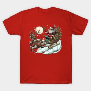 Steampunk Santa and Reindeer T-Shirt